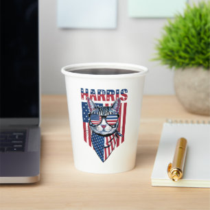 Kamala Harris for President 2024 Funny Cat Paper Cups