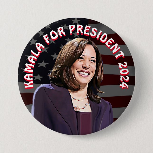 Kamala Harris for President 2024 Jumbo-Sized 3 Inch Round Button (Front)