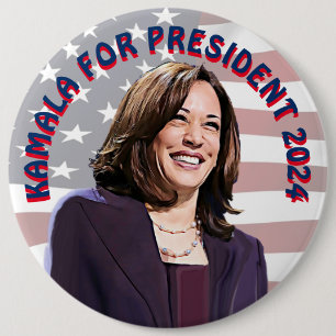 Kamala Harris for President 2024 Jumbo-Sized 6 Inch Round Button