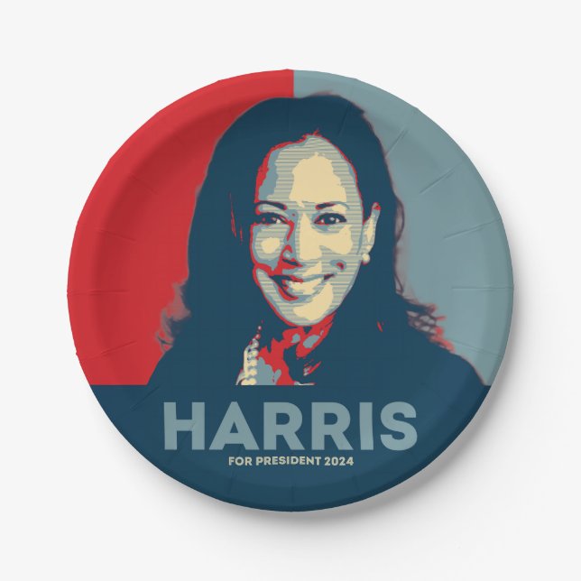 Kamala Harris For President 2024 Paper Plate (Front)