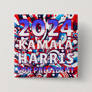 Kamala Harris for President 2024 Presidential 2 Inch Square Button