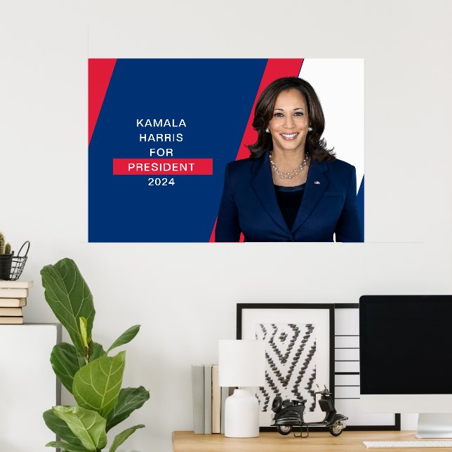 Kamala Harris For President 2024 Red White & Blue Poster (Home Office)