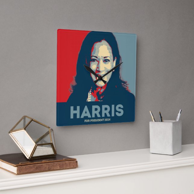 Kamala Harris For President 2024 Square Wall Clock (Office)
