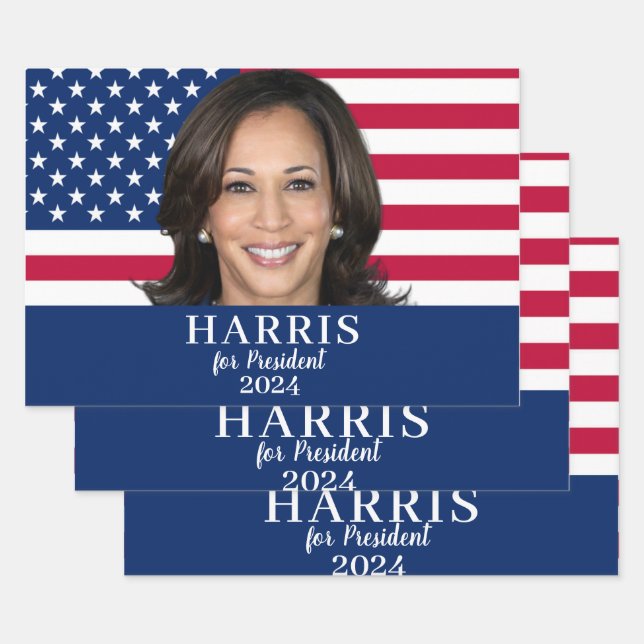 Kamala Harris For President 2024 Wrapping Paper Sheet (Set)