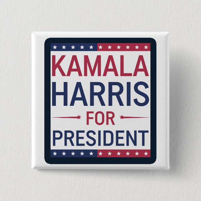 Kamala Harris for President 2 Inch Square Button (Front)