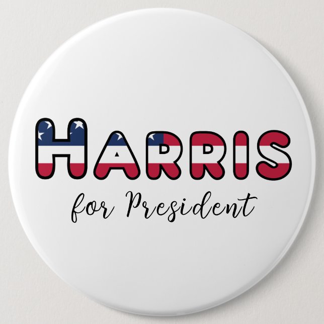 Kamala Harris for President 6 Inch Round Button (Front)