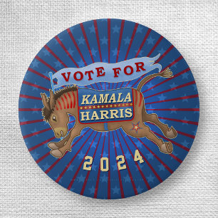 Kamala Harris for President Democrat Donkey 2024 1 Inch Round Button
