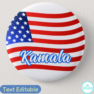 Kamala Harris for President Elegant Script US Flag 2 Inch Round Button
