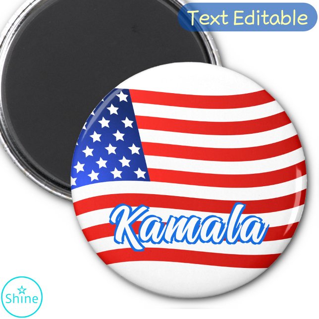 Kamala Harris for President Elegant Script US Flag Magnet (Creator Uploaded)