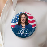 Kamala Harris for President - Flag 2 Inch Round Button<br><div class="desc">A beautiful design for the Vice President of the United States - Kamala Harris. A traditional design with an American Flag and a photo of Kamala Harris</div>