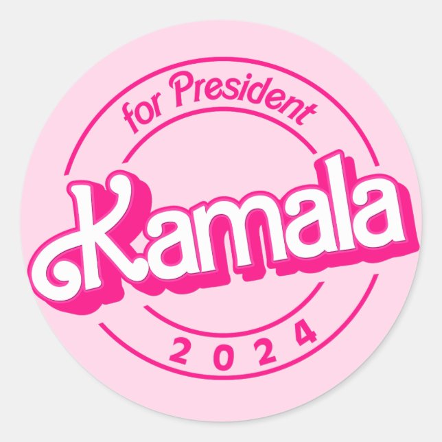 Kamala Harris for President in Pink Classic Round Sticker (Front)