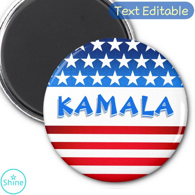 Kamala Harris for President USA Flag Custom Text Magnet (Creator Uploaded)
