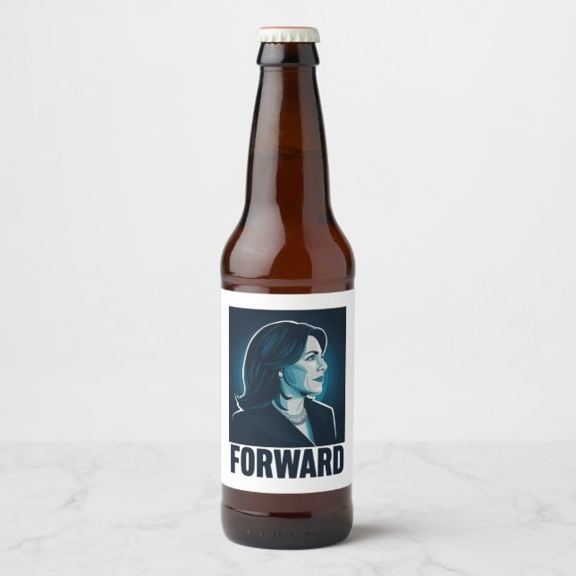 Kamala Harris Forward 2024 Presidential Election  Beer Bottle Label (Front)