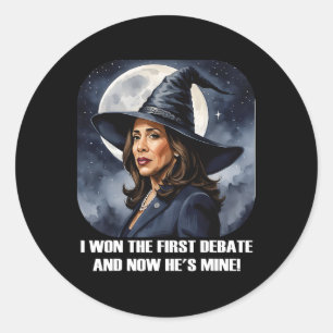 Kamala Harris Funny Debate Election 2024 Won Witch Classic Round Sticker