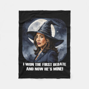 Kamala Harris Funny Debate Election 2024 Won Witch Fleece Blanket