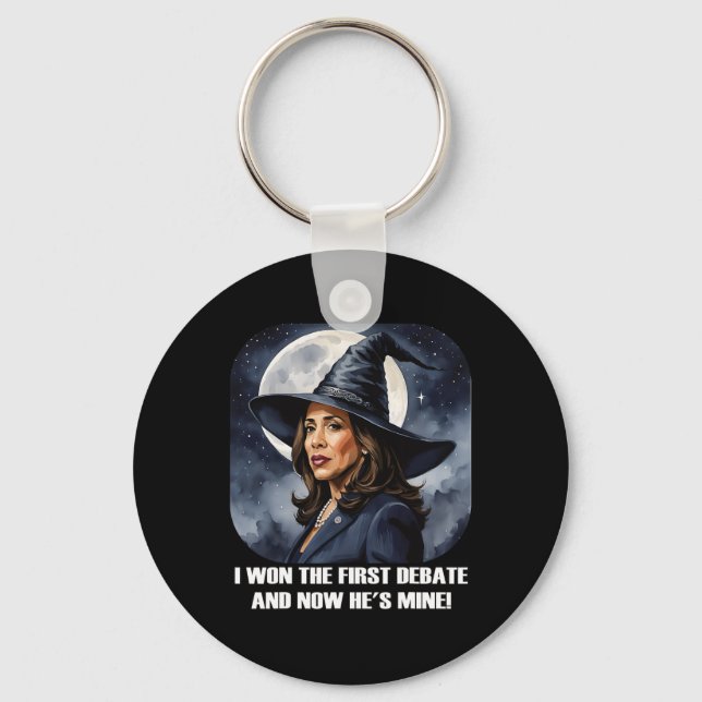Kamala Harris Funny Debate Election 2024 Won Witch Keychain (Front)