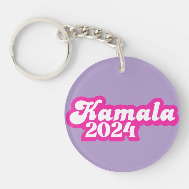 Kamala Harris girly Pink Logo 2024 Keychain (Front)