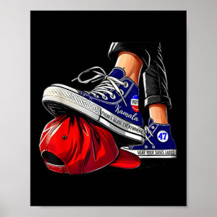 Kamala Harris High Heels Stepping On Red Hat Poster