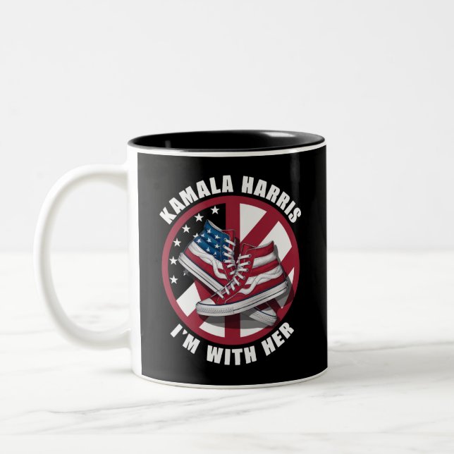 Kamala Harris I'm with Her Patriotic Converse  Two-Tone Coffee Mug (Left)
