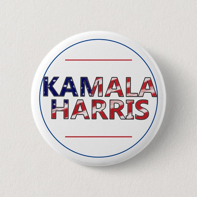 Kamala Harris In Flag Colours 2 Inch Round Button (Front)