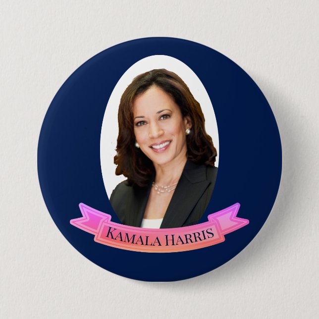 Kamala Harris in Pink and Blue 3 Inch Round Button (Front)