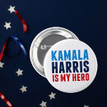 Kamala Harris is My Hero Political 2 Inch Round Button<br><div class="desc">Kamala Harris is My Hero button. For all black and Indian women out there who see role model democrat Kamala Harris in the white house as vice president as an inspiration to girls everywhere.</div>