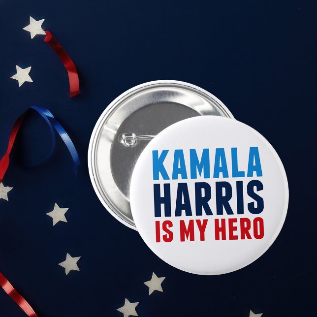 Kamala Harris is My Hero Political 2 Inch Round Button (Creator Uploaded)