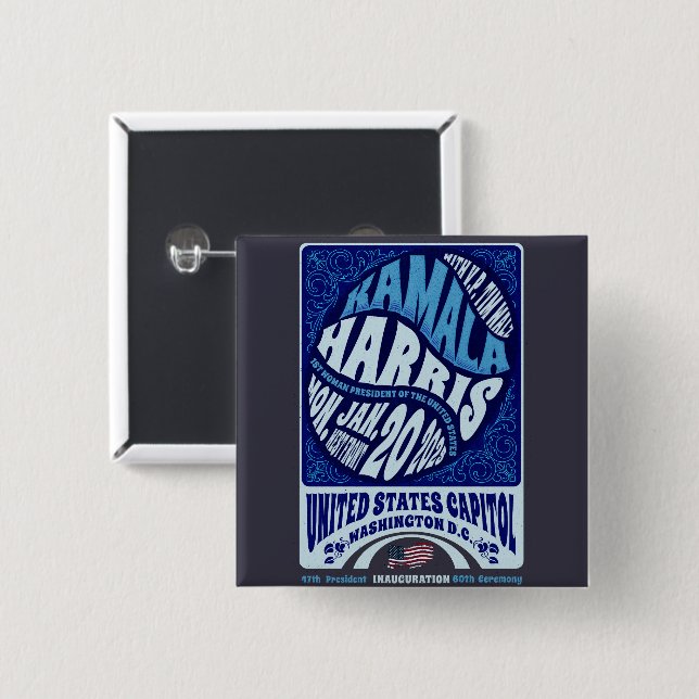Kamala Harris Jan 20th Inauguration 2025 2 Inch Square Button (Front & Back)
