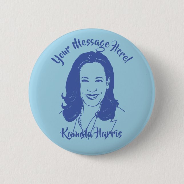Kamala Harris Line Art Custom Text 2 Inch Round Button (Front)