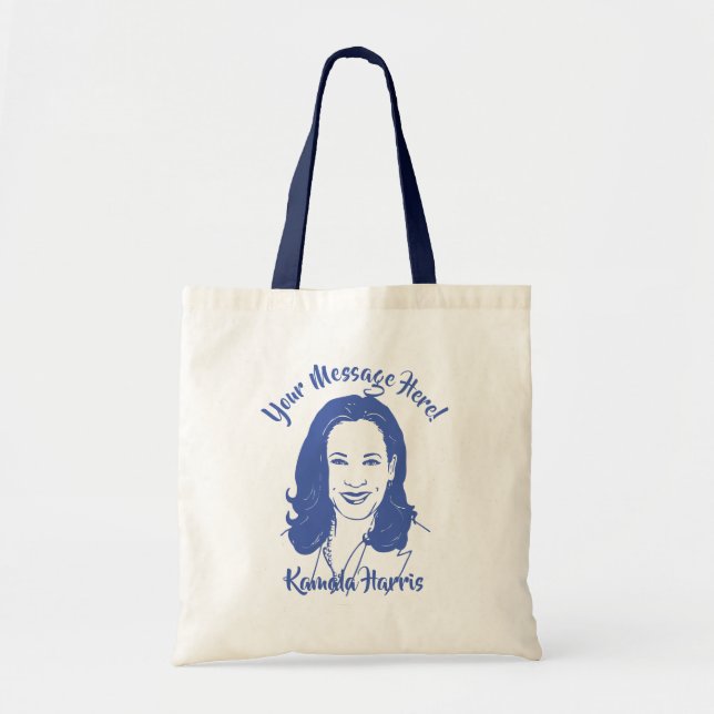 Kamala Harris Line Art Custom Text Tote Bag (Front)