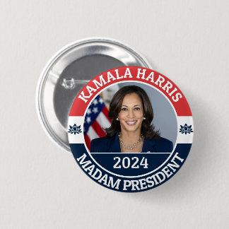 KAMALA HARRIS MADAM PRESIDENT 2 INCH ROUND BUTTON