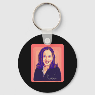 Kamala Harris Madam President Pop Art Portrait Keychain