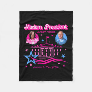 Kamala Harris Madam President White House Fleece Blanket