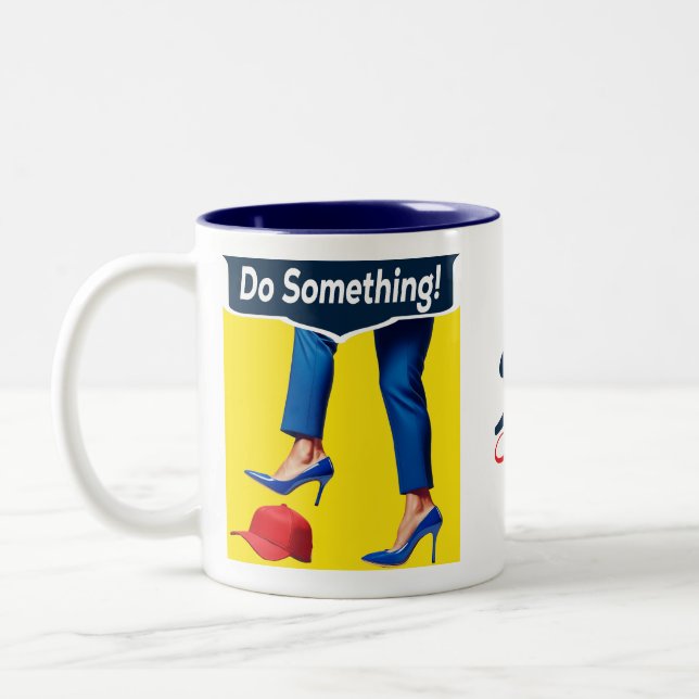 Kamala Harris Not Going Back, Do Something Ceramic Two-Tone Coffee Mug (Left)