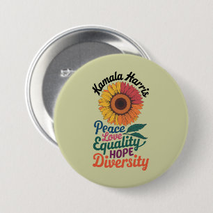 Kamala Harris Peace Love Equality Hope Diversity 3 Inch Round Button