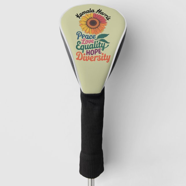 Kamala Harris Peace Love Equality Hope Diversity Golf Head Cover (Front)