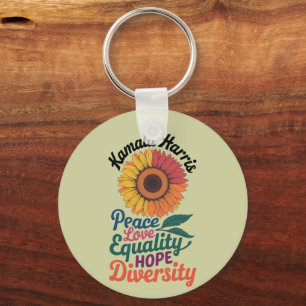 Kamala Harris Peace Love Equality Hope Diversity Keychain