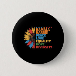 Kamala Harris Peace Love Equality Hope Diversity P 2 Inch Round Button