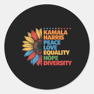 Kamala Harris Peace Love Equality Hope Diversity P Classic Round Sticker