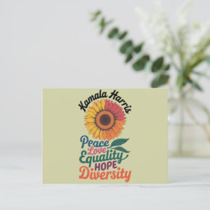 Kamala Harris Peace Love Equality Hope Diversity Postcard