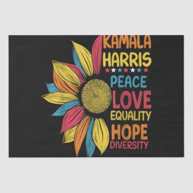 Kamala Harris Peace Love Equality Hope Diversity Tissue Paper (Front)