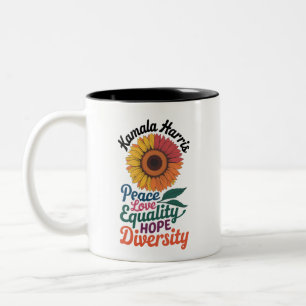 Kamala Harris Peace Love Equality Hope Diversity Two-Tone Coffee Mug