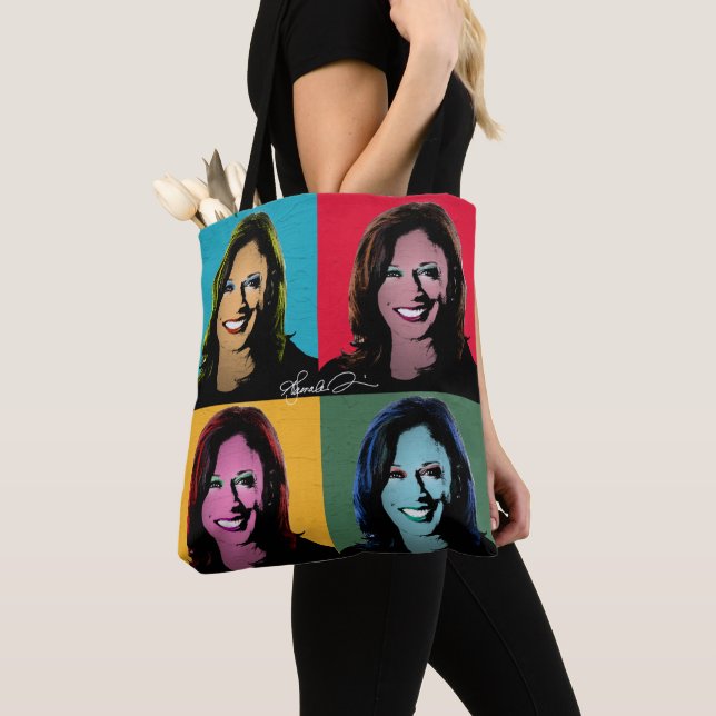 Kamala Harris Pop Art Painting Tote Bag (Close Up)