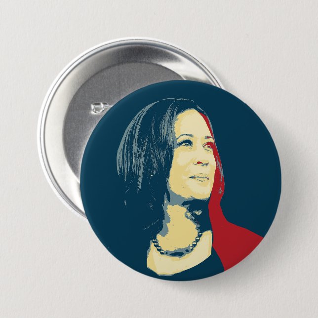 Kamala Harris Portrait 3 Inch Round Button (Front & Back)