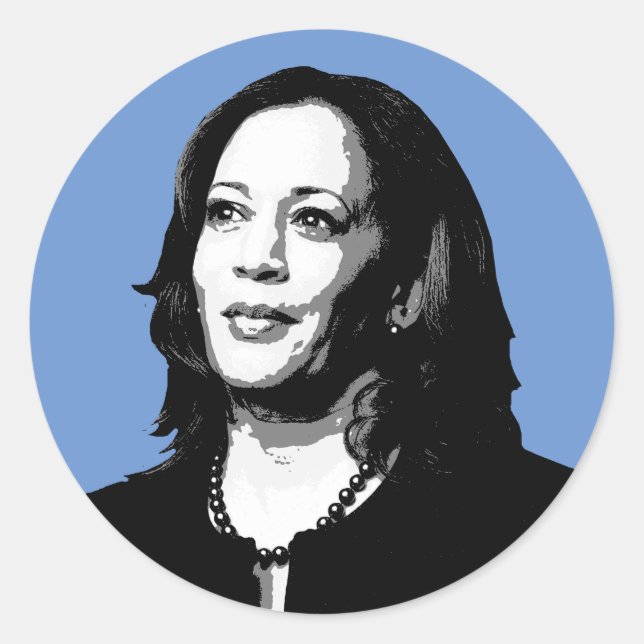 Kamala Harris Portrait Print Classic Round Sticker (Front)