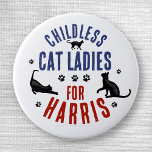 Kamala Harris President 2024 Childless Cat Ladies 1 Inch Round Button<br><div class="desc">Childless Cat Ladies for Harris | 2024 Kamala Harris political button design with the silhouettes of 3 cats and paw prints | Kamala Harris for President | Political election gear for Democrats | campaign merchandise for United States 2024 election</div>