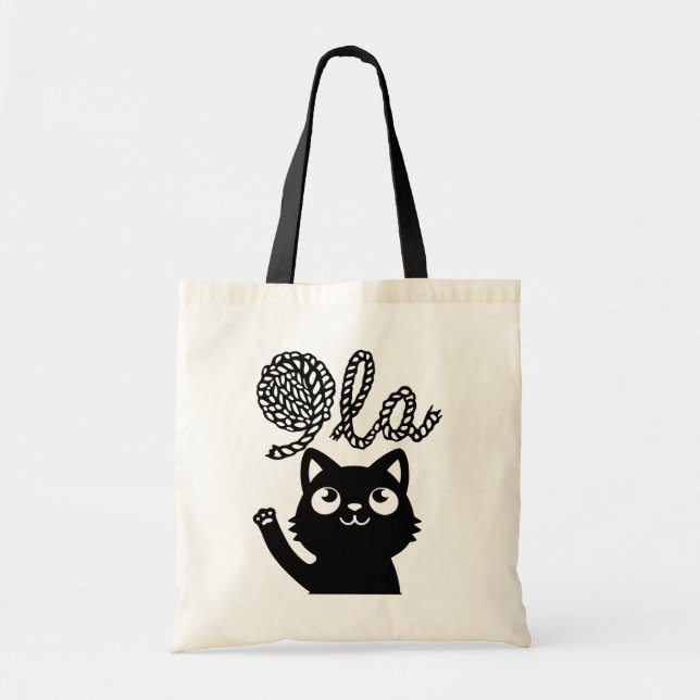 Kamala Harris President 2024 Comma La Cat and Yarn Tote Bag (Front)