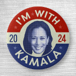 Kamala Harris President 2024 Democrat Photo Retro 1 Inch Round Button<br><div class="desc">I'm with Kamala 2024 political button with vintage coloring | Harris has a blue pixelated look,  reminiscent of Kennedy buttons from the 60s. Kamala Harris for President | Political election gear for Democrats | campaign merchandise for United States 2024 election</div>