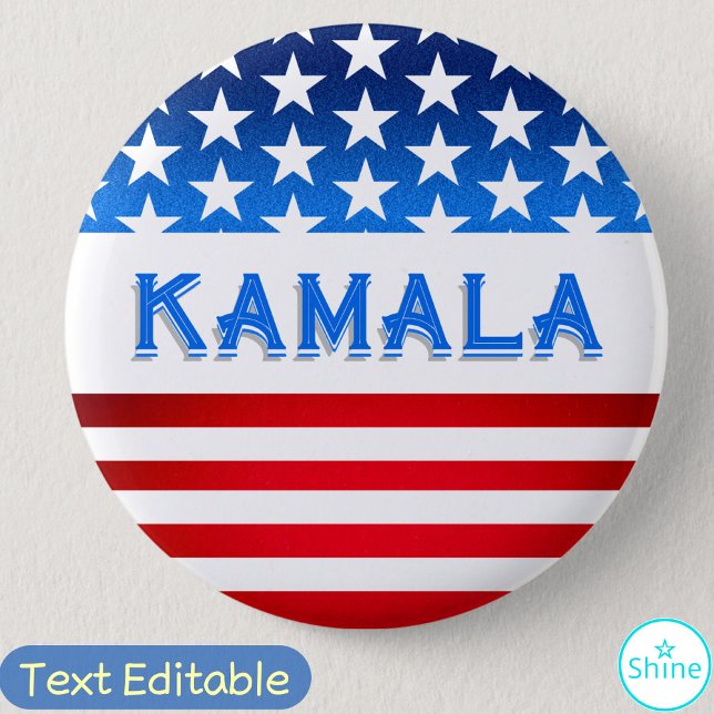 Kamala Harris Presidential Campaign American Flag 2 Inch Round Button (Creator Uploaded)