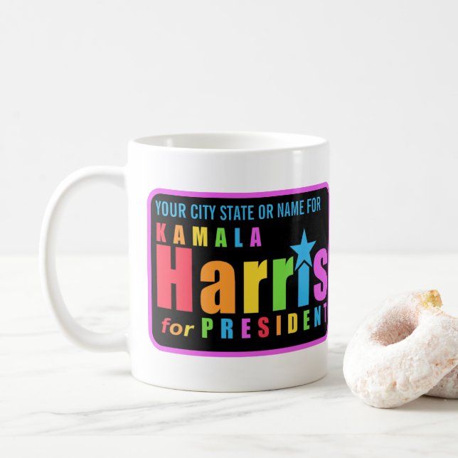 Kamala Harris Pride 2024 Chic Political Campaign Coffee Mug (With Donut)